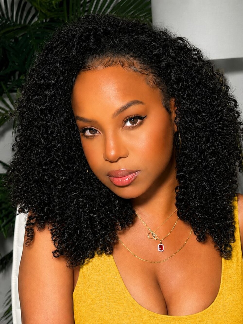 NEW 18" Burmese Curly Human Hair 180% Density Drawstring Spiral Ends Half Wig 1B